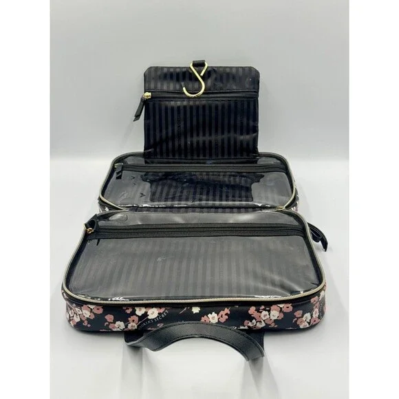 VICTORIA'S SECRET 6 Piece Midnight Rose Travel Make-Up Train Case Backpack NWOT! - Picture 6 of 13